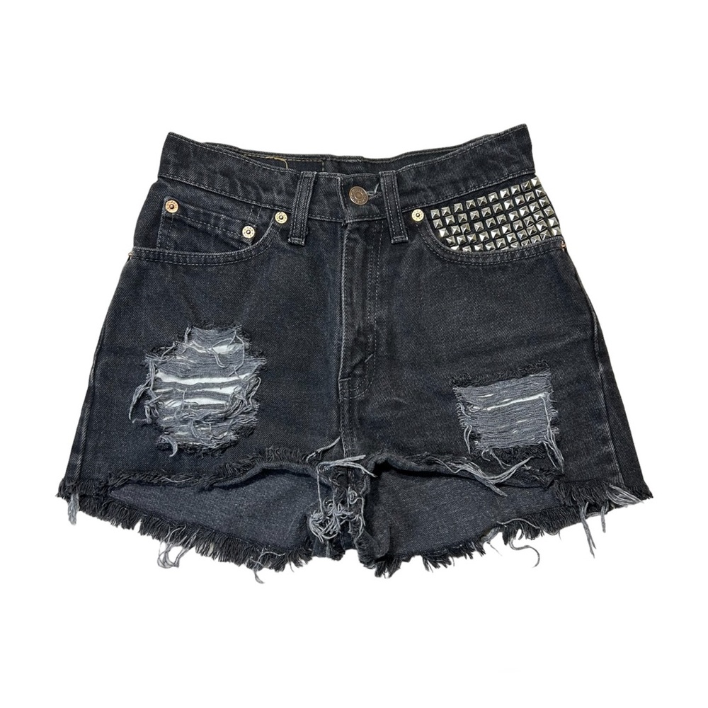 LEVI’S 512 Cutoff Embellished Denim Shorts Black Size 24